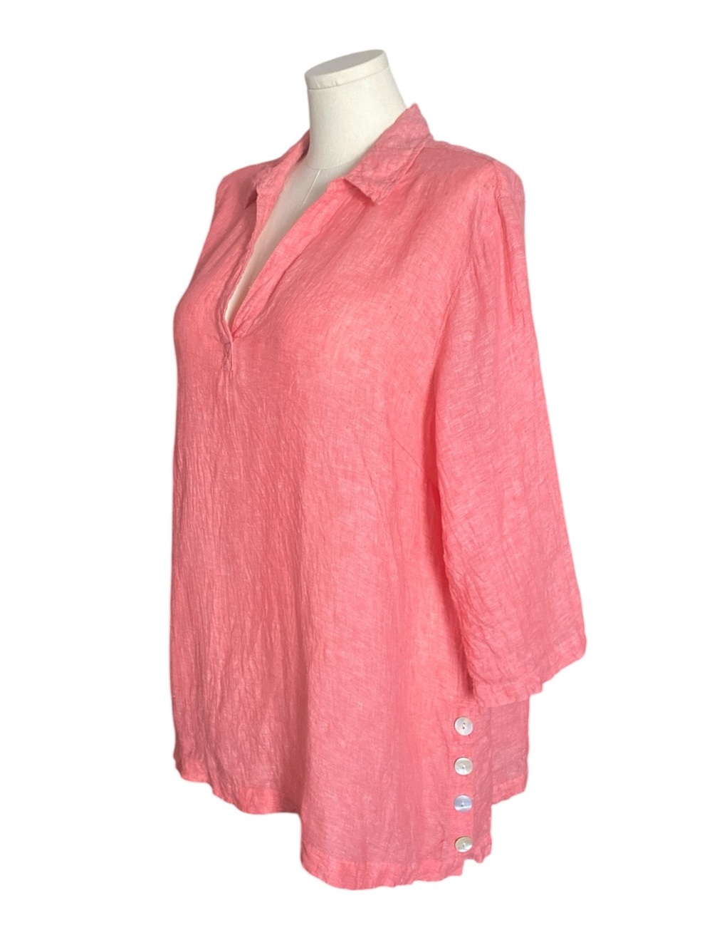 Tahari Women Light Blue 100% Linen Coastal Resort Beach Relaxed Tunic Top Sz 2X - Picture 4 of 10
